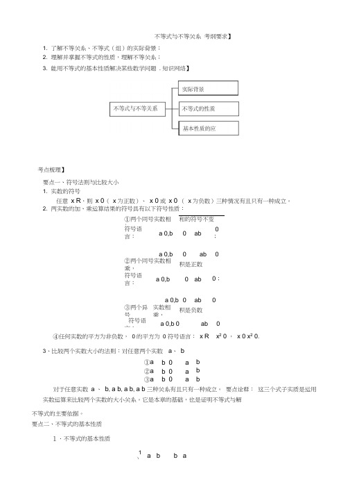 不等式与不等关系知识梳理