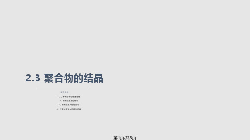 聚合物的结晶PPT课件