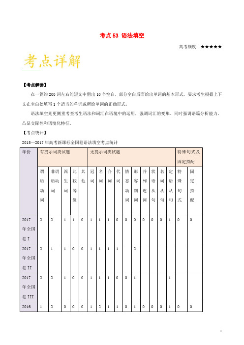 备战高考英语 考点一遍过 专题53 语法填空(含解析)