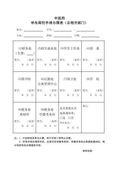 学生离校手续办理
