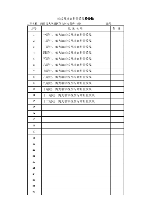轴线及标高测量放线检验批