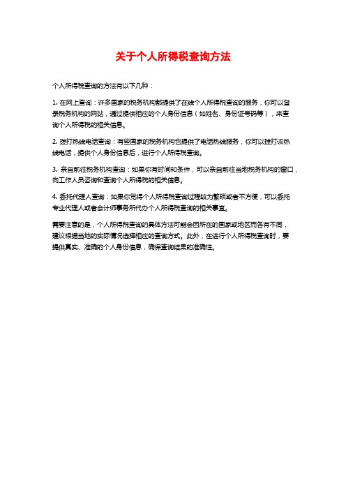 关于个人所得税查询方法