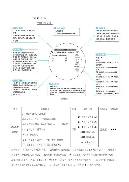 算法-三年高考(2016-2018)数学(理)试题分项版解析+Word版含解析