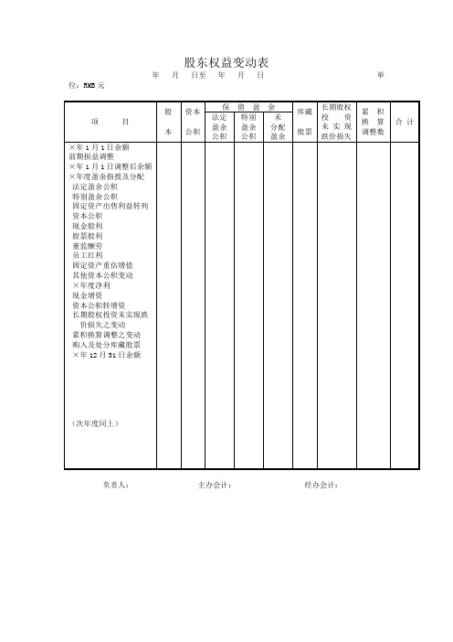 股东权益变动表