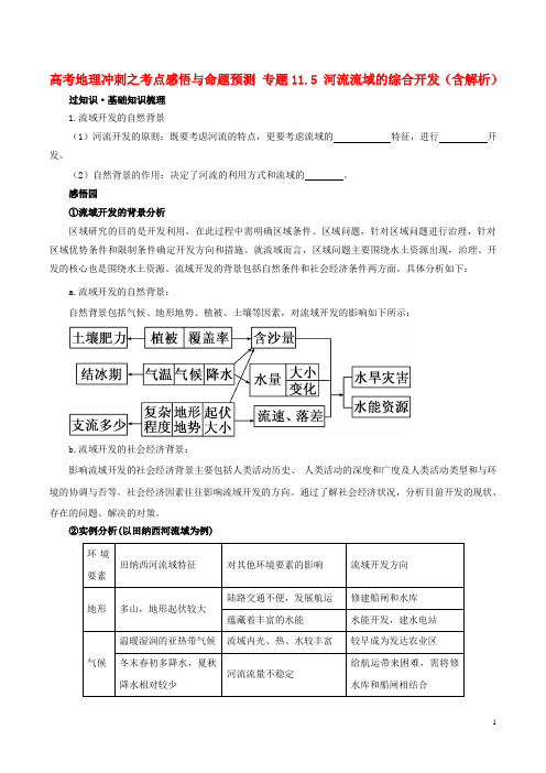 高考地理冲刺之考点感悟与命题预测专题11.5河流流域的综合开发(含解析)