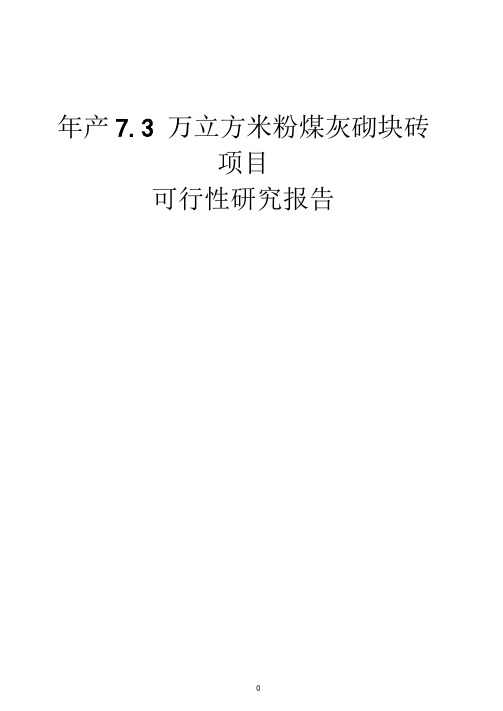 年产73万立方米粉煤灰砌块砖项目可行性研究报告