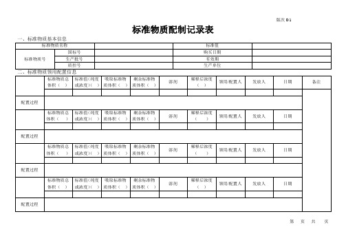 标准物质配置记录