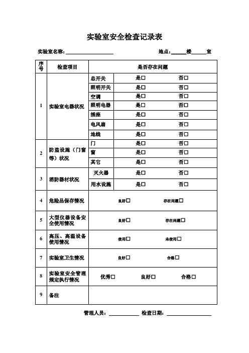 实验室安全检查记录表