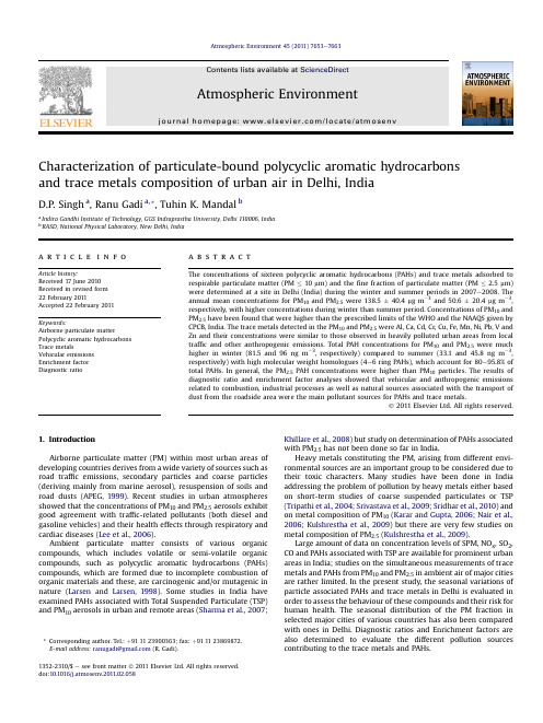 Characterization of particulate-bound PAHs and trace metals composition of urban air in Delhi, India