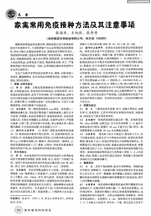 家禽常用免疫接种方法及其注意事项