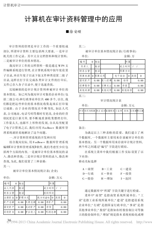 计算机在审计资料管理中的应用