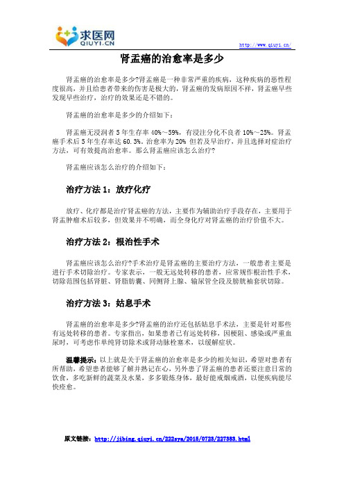 肾盂癌的治愈率是多少
