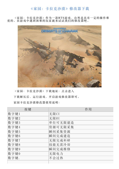 《家园：卡拉克沙漠》修改器下载