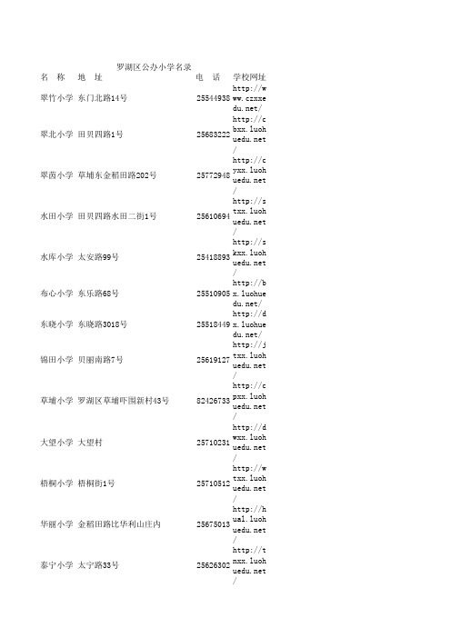 罗湖区公办小学一览表