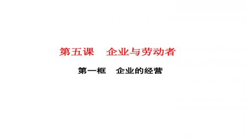 高一政治人教版必修一课件：第五课 第一框 企业的经营