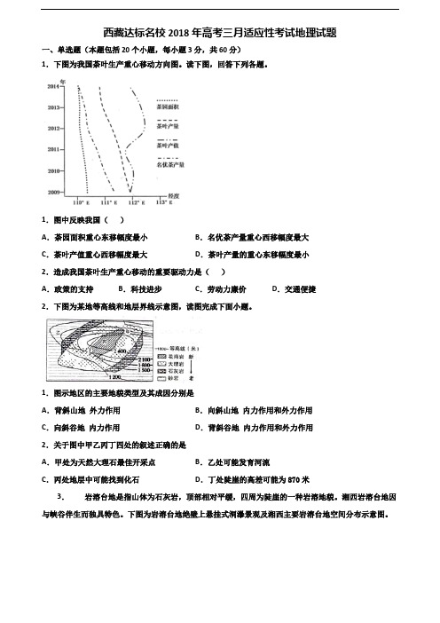 西藏达标名校2018年高考三月适应性考试地理试题含解析
