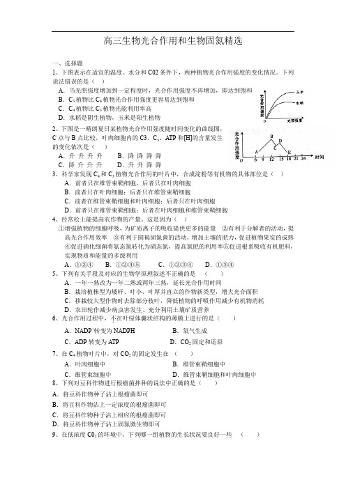 高三生物光合作用和生物固氮精选.doc