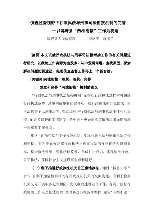 法律资料 两法衔接调研 精品