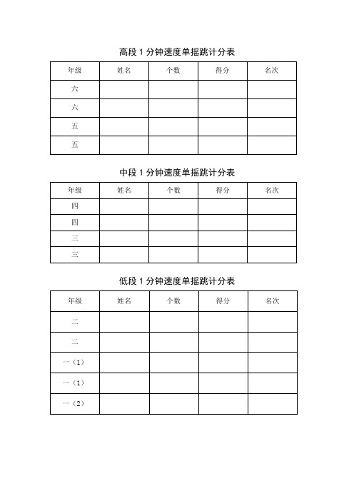 跳绳计分表