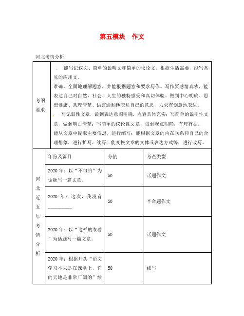 河北省邢台市2020年中考语文 模块复习总结 第五模块 作文素材