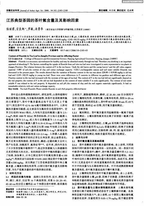 江苏典型茶园的茶叶氟含量及其影响因素