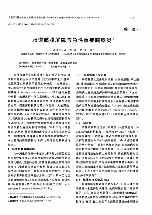 肠道黏膜屏障与急性重症胰腺炎