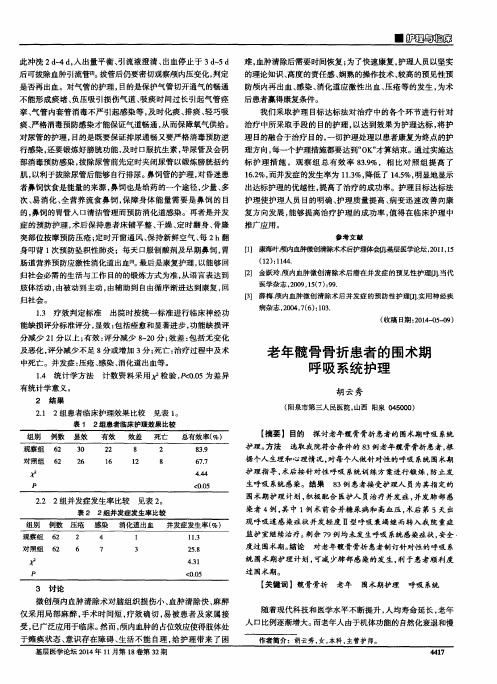 老年髋骨骨折患者的围术期呼吸系统护理