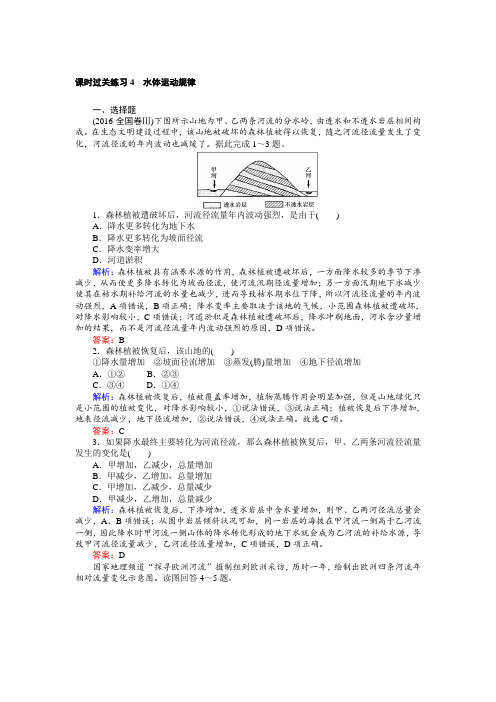 2017届高考地理二轮复习 课时过关练习4 含解析