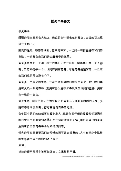 似火年华作文