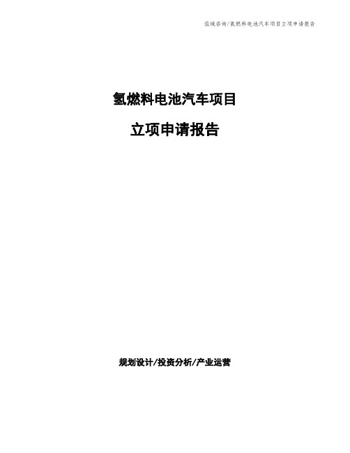 氢燃料电池汽车项目立项申请报告