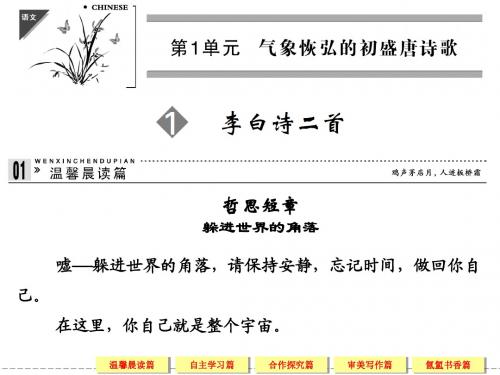 语文：1.1 李白诗二首 课件(鲁人版选修《唐诗宋词选读》)