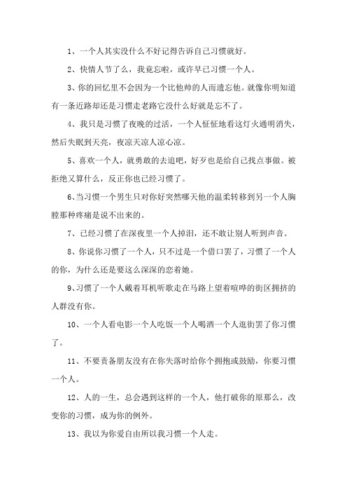 习惯一个人的句子精选