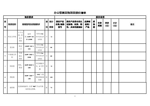办公家具采购项目报价清单
