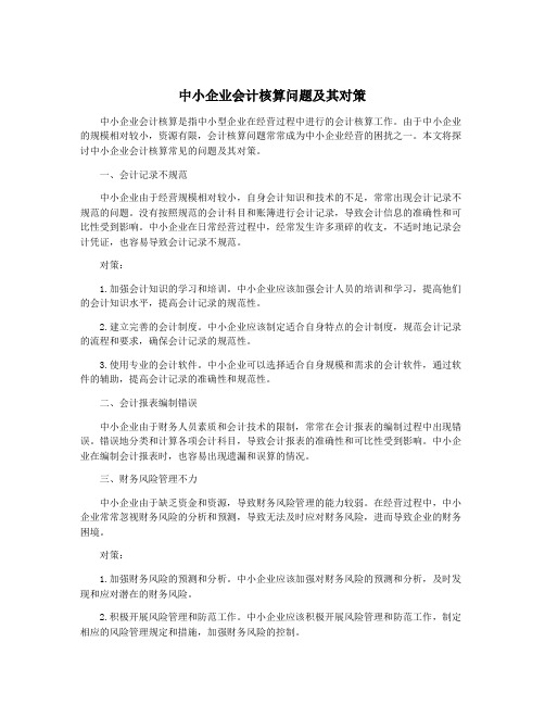 中小企业会计核算问题及其对策