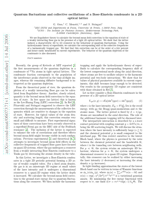 Quantum fluctuations and collective oscillations of a Bose-Einstein condensate in a 2D opti