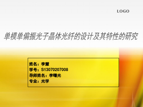 单模单偏振光子晶体光纤的设计及其特性的研究开题报告