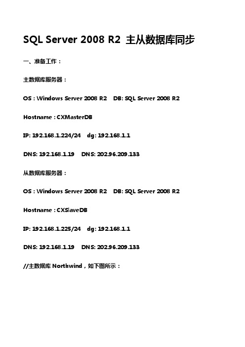 SqlServer主从数据库同步方法