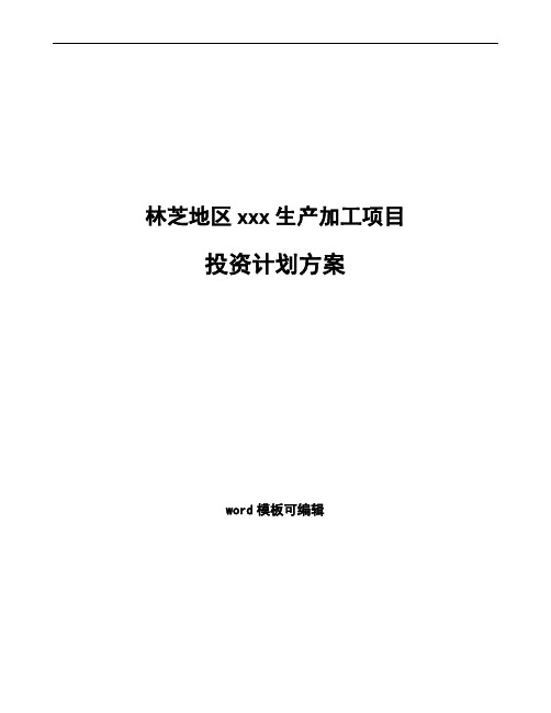林芝地区投资计划方案如何编写