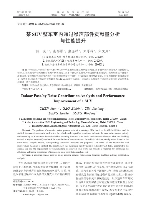 某SUV整车室内通过噪声部件贡献量分析与性能提升