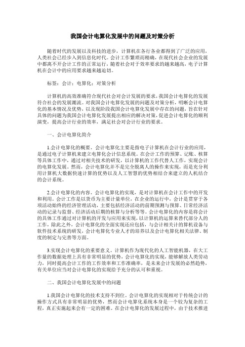 我国会计电算化发展中的问题及对策分析