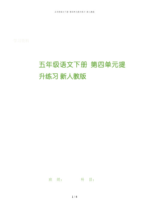 五年级语文下册 第四单元提升练习 新人教版
