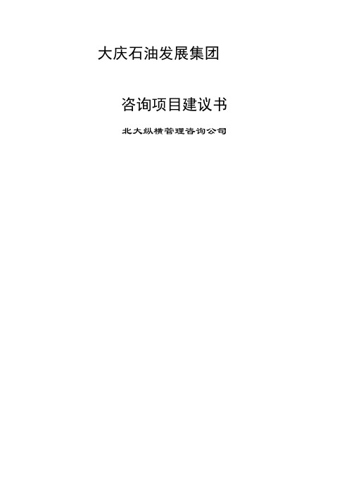 北大纵横大庆集团公司咨询项目建议书