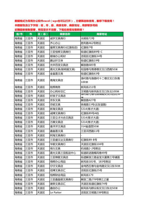 2020新版海南省三亚市天涯区办公用品工商企业公司商家名录名单联系电话号码地址大全35家