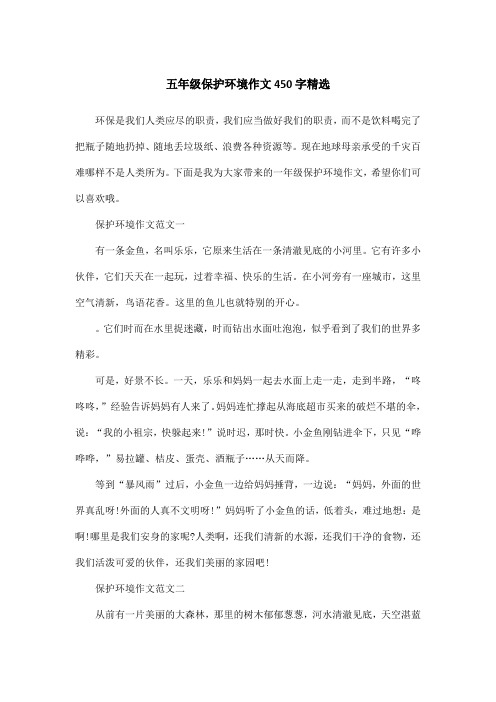 五年级保护环境作文450字精选