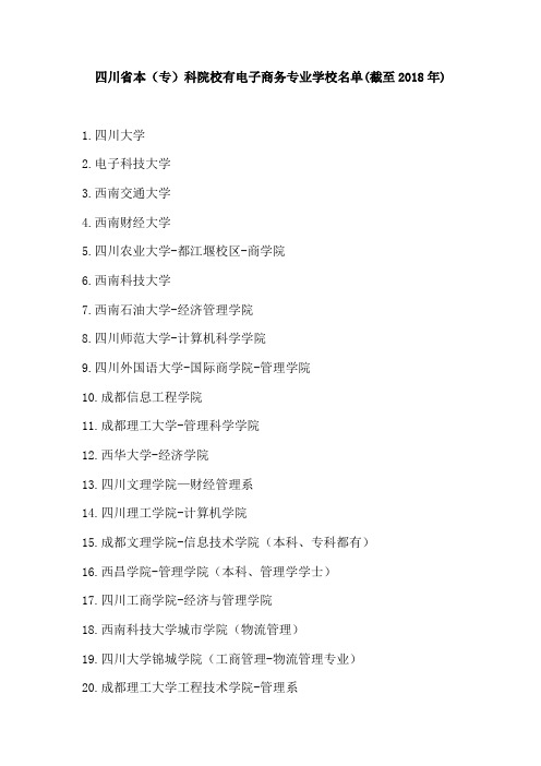 四川省本(专)科院校有电子商务专业学校名单(整理截至2018年)