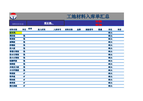 材料出入库单汇总 