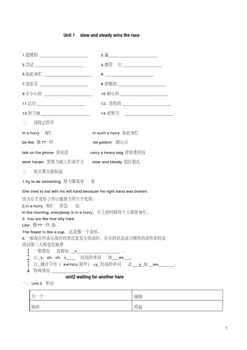 2019广州新版英语六年级下册每单元知识点总结及练习
