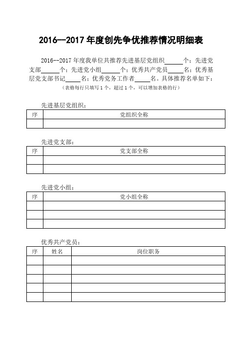 创先争优推荐审批表