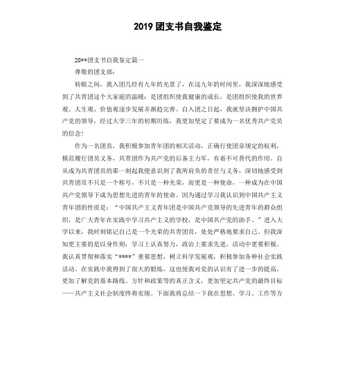 2019团支书自我鉴定