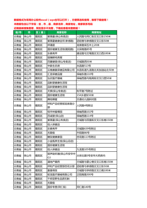 2020新版云南省保山市隆阳区保健品工商企业公司商家名录名单联系电话号码地址大全86家